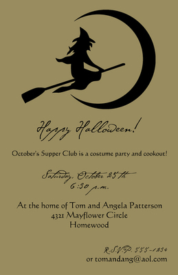 Flying Witch Halloween Invitations